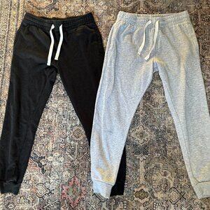 2 X ProGo Mens Casual Jogger Sweatpants Fleece Pant Elastic Waist Black Gray